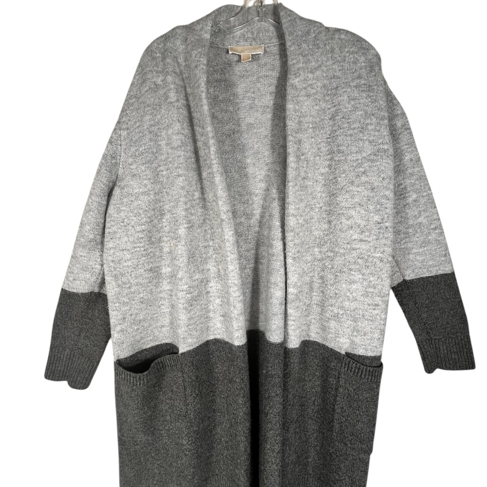 Casual Michael Kors Light Gray and Charcoal Open Sweater Cardigan